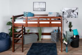 Hoogslaper 160 x 200 cm "Easy Premium Line" K23/n, massief beuken donkerbruin gelakt, deelbaar