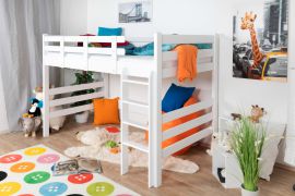 Kinderbed / hoogslaper "Easy Premium Line" K23/n, massief beukenhout, wit gelakt, deelbaar - ligvlak: 120 x 190 cm