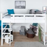 Hoogslaper 160 x 190 cm "Easy Premium Line" K23/n, massief beukenhout wit gelakt, deelbaar