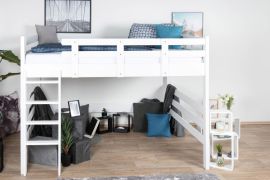 Hoogslaper 160 x 190 cm voor volwassenen "Easy Premium Line" K23/n, massief beukenhout wit gelakt, deelbaar