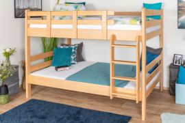 Stapelbed / twijfelaar 120 x 190 cm voor volwassenen "Easy Premium Line" K24/n, hoofdbord en voeteneind recht, massief beuken transparant gelakt, deelbaar