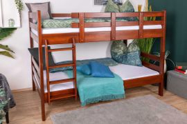 Stapelbed / twijfelaar 120 x 200 cm "Easy Premium Line" K24/n, hoofdbord en voeteneind recht, massief beuken donkerbruin gelakt, deelbaar