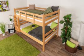 Stapelbed 120 x 200 cm voor volwassenen "Easy Premium Line" K24/n, hoofdbord en voeteneind recht, massief beuken transparant gelakt, deelbaar