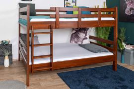 Stapelbed 160 x 200 cm "Easy Premium Line" K24/n, hoofdbord en voeteneind recht, massief beuken donkerbruin gelakt, deelbaar