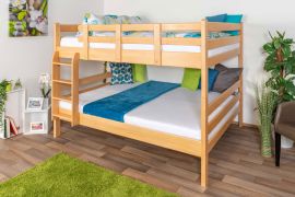 Stapelbed 160 x 200 cm voor volwassenen "Easy Premium Line" K24/n, hoofdbord en voeteneind recht, massief beukenhout transparant gelakt, deelbaar