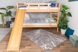 Groot stapelbed met glijbaan 160 x 200 cm, massief beukenhout, afwerking transparant gelakt, deelbaar in twee eenpersoonsbedden, "Easy Premium Line" K32/n