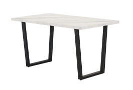 Eettafel Ourense 03, kleur: wit marmer / zwart - Afmetingen: 140 x 80 cm (B x D)