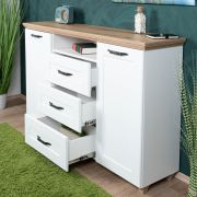 Ladekast /dressoir Cuenca 03, Kleur: Eiken / Wit - Afmetingen: 99 x 155 x 39 cm (H x B x D)