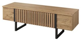 TV-onderkast Slatina 13, kleur: eiken / zwart, deels massief - afmetingen: 46 x 140 x 45 cm (H x B x D)