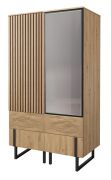 Draaideurkast / kledingkast Slatina 43, kleur: eiken / zwart, deels massief - afmetingen: 203 x 110 x 63 cm (H x B x D)