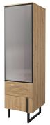 Kast Slatina 46, kleur: eiken / zwart, deels massief - afmetingen: 203 x 56 x 63 cm (H x B x D)