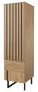 Kast Slatina 49, kleur: eiken / zwart, deels massief - afmetingen: 203 x 56 x 63 cm (H x B x D)