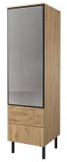 Kast Slatina 50, kleur: eiken / zwart, deels massief - afmetingen: 203 x 56 x 63 cm (H x B x D)