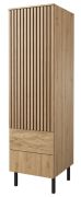 Kast Slatina 51, kleur: eiken / zwart, deels massief - afmetingen: 203 x 56 x 63 cm (H x B x D)