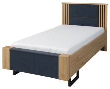 Eenpersoonsbed / logeerbed Slatina 52, kleur: eiken / zwart, semi massief - matrasmaat: 90 x 200 cm (B x L)