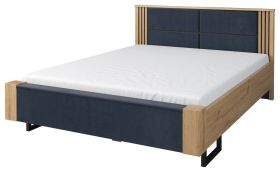 Tweepersoonsbed Slatina 54, kleur: eiken / zwart, semi massief - matrasmaat: 160 x 200 cm (B x L)