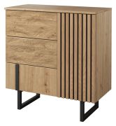 Ladekast /dressoir Slatina 62, kleur: eiken / zwart, deels massief - afmetingen: 96 x 91 x 45 cm (H x B x D)