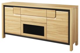 Dressoir / ladekast Skradin 07, kleur: eiken / zwart, deels massief - afmetingen: 85 x 180 x 43 cm (H x B x D)