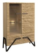 Vitrine Kastav 10, kleur: eiken / zwart, deels massief - 140 x 100 x 40 cm (H x B x D)