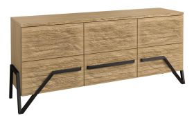 dressoir Kastav 14, kleur: eiken / zwart, deels massief - 79 x 180 x 50 cm (h x b x d)
