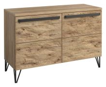 Ladekast /dressoir Buzet 08, kleur: eiken / zwart, deels massief - Afmetingen: 79 x 116 x 50 cm (H x B x D)