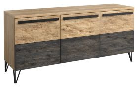 Dressoir / ladekast Benkovac 09, kleur: eiken / zwart, deels massief - afmetingen: 79 x 174 x 50 cm (H x B x D)