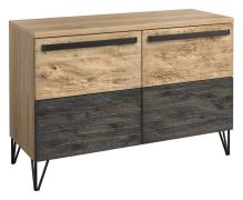 Dressoir / sidebord kast Benkovac 10, kleur: eiken / zwart, deels massief - afmetingen: 79 x 116 x 50 cm (H x B x D)