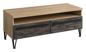 TV-onderkast Benkovac 13, kleur: eiken / zwart, deels massief - afmetingen: 49 x 116 x 50 cm (H x B x D)