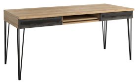 Bureau Benkovac 15, kleur: eiken / zwart, deels massief - afmetingen: 79 x 174 x 75 cm (H x B x D)