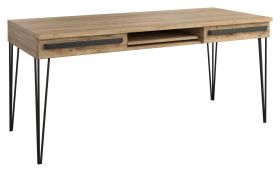 Bureau Buzet 17, kleur: eiken / zwart, deels massief - Afmetingen: 79 x 174 x 75 cm (H x B x D)
