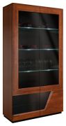 Vitrine kast "Medulin" 25, kleur: walnoot / zwart, semi massief - Afmetingen: 192 x 102 x 43 cm (H x B x D)
