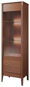 Elegante vitrinekast Gorica 03, deur links draaiend, in rustiek eiken, met LED verlichting en soft close systeem, 201 x 60 x 45 cm, semi-solid, Antisol brons glas