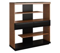 open kast / boekenkast" 05, kleur: walnoten / zwart, deels massief - Afmetingen: 110 x 102 x 35 cm (h x b x d)