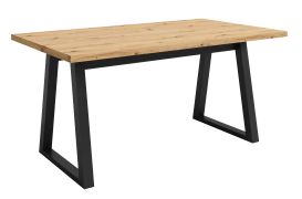 Elegante eettafel Merosina 12 met veel schappen, Artisan eiken / matzwart, 160 x 90 cm, donkere, stevige poten, modern design, ABS-randen