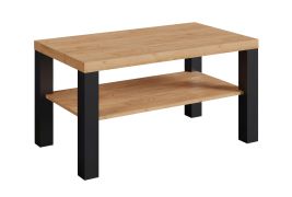 Rechthoekige salontafel met veel schappen "Temerin" 32a, eikenhout Gold Craft / matzwart, 100 x 55 x 51 cm, tv-tafel, salontafel