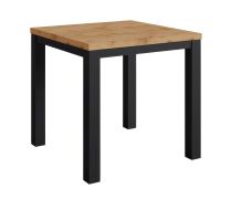 Tweekleurige moderne eettafel Varbas 01, eiken Wotan / mat zwart, 80 x 80 cm, aantrekkelijke look, vierkant, ruimtebesparend, gemakkelijk te combineren