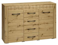 Dressoir / sideboard kast Glostrup 07, kleur: eiken - afmetingen: 94 x 138 x 40 cm (H x B x D), met 2 deuren, 4 laden en 4 vakken