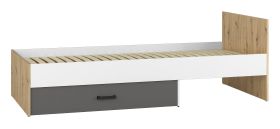 Kinderbed / jeugdbed Sallingsund 09, kleur: eiken / wit / antraciet - ligvlak: 90 x 200 cm (b x l), met 1 lade