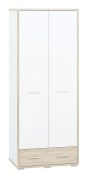 Tienerkamer / jongerenkamer - draaideurkast / kleerkast Vorken 01, kleur: eiken / wit - afmetingen: 200 x 80 x 51 cm (H x B x D), met 2 deuren, 1 lade en 2 vakken