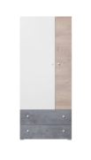 Jeugdkamer / tienerkamer - draaideurkast / kleerkast Lede 03, kleur: grijs / eiken / wit - afmetingen: 190 x 80 x 50 cm (h x b x d)