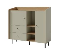 Moderne ladekast Sampont 08, mintgroen / donker eiken, 115 x 125 x 42 cm, met 8 vakken en 2 lades, ABS-randen, eenvoudige en snelle montage