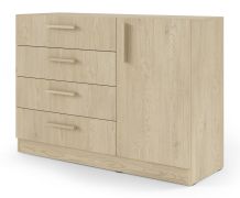 Ladekast | 4 laden | 1 deur | ABS randen | 2 vakken | 1 plank | kleur: Eik Cremona | 121 x 40 x 85 cm | Edegem 08