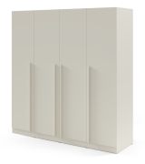 Kleiderschrank | Drehtürenschrank | 4-türig | 200 x 61 x 210 cm | Farbe: Kaschmir | 3 Kleiderstangen | 7 Fächer | ABS-Kanten | Edegem 01