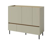 Moderne ladekast Fricourt 08, mintgroen / donker eiken, 105 x 120 x 40 cm, met 6 vakken en 2 lades, ABS-randen, eenvoudige en snelle montage