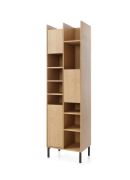 Open kast Authie 04, donker eiken, 195 x 55 x 40 cm, met 12 vakken en ABS randen, professioneel afgewerkt, hoogwaardige materialen