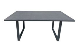 Tuintafel van poedercoating aluminium met glazen blad Milan, kleur: antraciet, 1400 x 800 x 590 mm, tafelblad van gehard glas