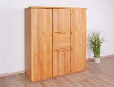 Hoogte ladekast Kapiti 21 met soft-close-systeem, uitstekende kwaliteit, massief beukenhout (geolied), maten: 129 x 111 x 45 cm, vier deuren, één lade