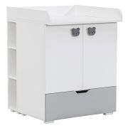 Babykamer - aankleedcommode Maipu 01, kleur: wit / grijs - 103 x 90 x 80 cm (h x b x d)