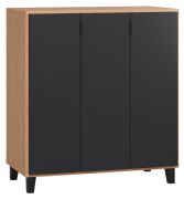 dressoir / ladekast Leoncho 06, kleur: eiken / zwart - Afmetingen: 100 x 90 x 47 cm (h x b x d)