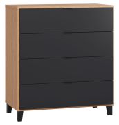 dressoir / ladekast Leoncho 07, kleur: eiken / zwart - Afmetingen: 100 x 90 x 47 cm (h x b x d)